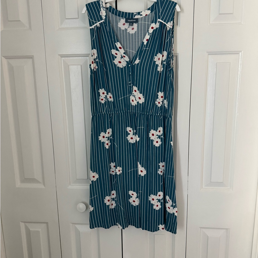 Modcloth Teal Floral Striped Dress
